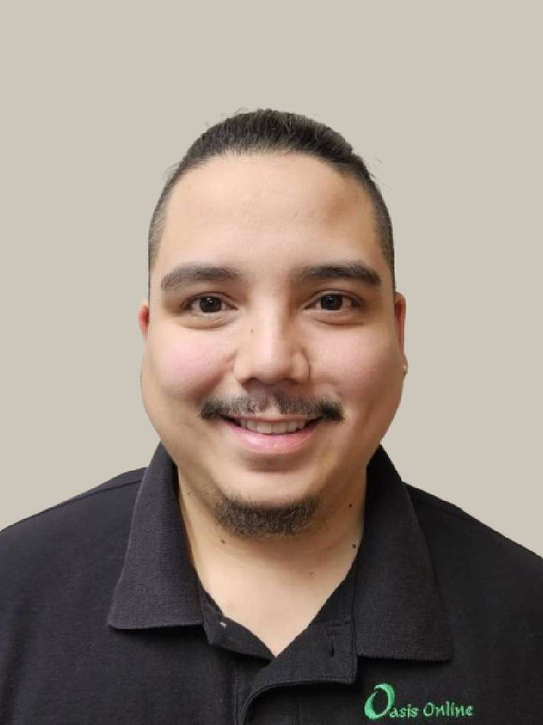 Smiling man in black polo shirt portrait